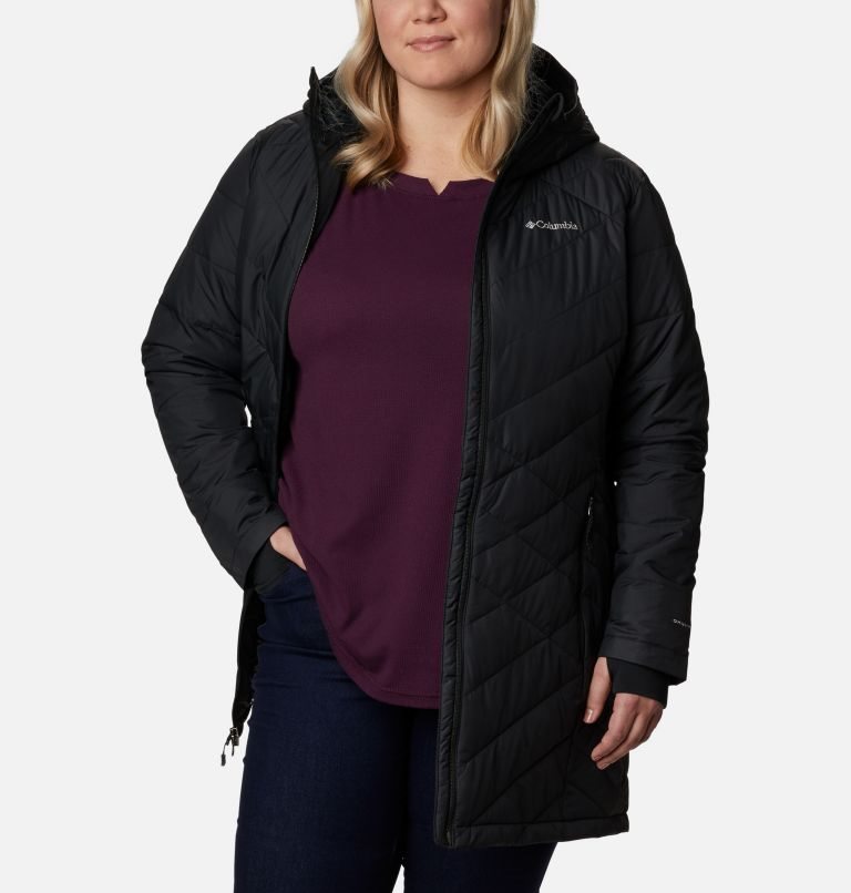 Women\'s Columbia Heavenly Long Hooded Jackets Black | Plus Size CA-W3406